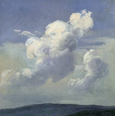 Estudo da Nuvem, 1832 (óleo sobre papel colocado no cartão) de Johan Christian Dahl